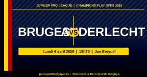 Prono Club Bruges vs Anderlecht (6 avril) : le Topper pour débuter les play-offs