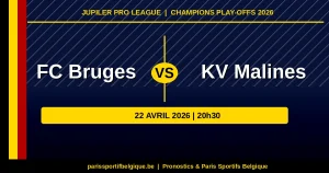 Prono Bruges vs Malines – Champions Play-offs J4 – 22 avril 2026