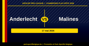 Pronostic Anderlecht – Malines : notre analyse J8 Champions Play-offs 17 mai 2026