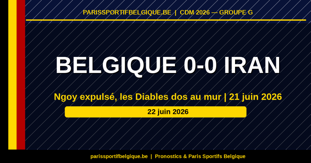 Belgique 0-0 Iran : Ngoy expulsé, les Diables dos au mur avant la J3